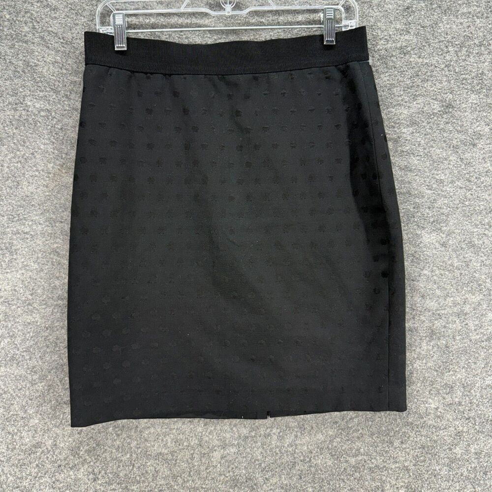 Ann Taylor Skirt Women 6 Black Polka Dot Zipper A-Line Midi Mid Rise Cotton